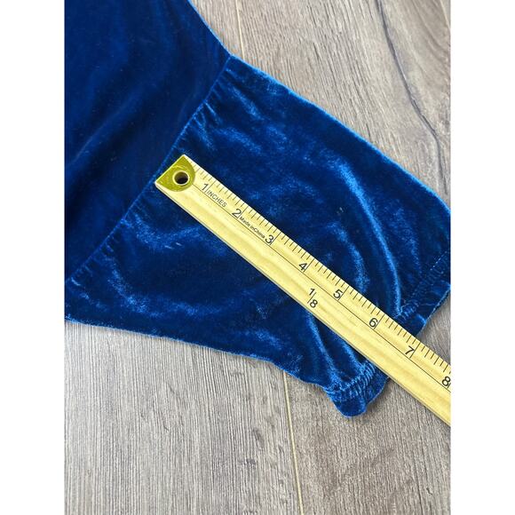Cut Loose Blue Velvet Oversized Tunic Top Size One Rayon Silk Relaxed Fit - Picture 6 of 9